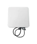 Front view of Beefy Long Range UHF RFID Reader With 9 dBi Circular Antenna, 902-928 MHz, showing enclosure and cables.
