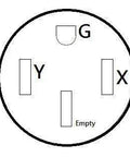 Slick Nema Tt-30p To 14-50r Ev Charging Adapter plug diagram showing terminal configuration for electricity connections.