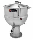 Workhorse Direct Steam Kettle Featuring Forty Gallon Capacity Two Thirds Steam Jacket 316 Stainless Steel Liner sturdy pedestal mount.
