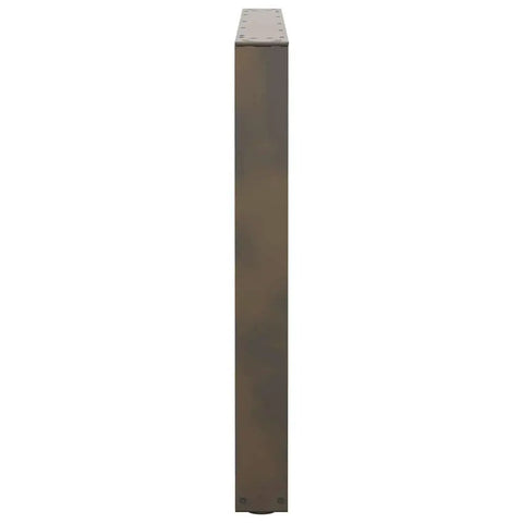 Side view of adjustable dining table legs set 3 piece V shaped steel base with powder coat, 100 cm wide by 73.3 cm high sturdy metal legs.