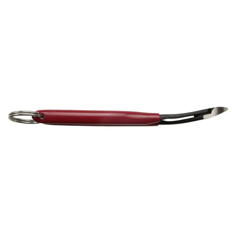 Side view of 9 Inch High Leverage Diagonal Cutting Pliers With Split Ring Tether For Fall Protection, red handles