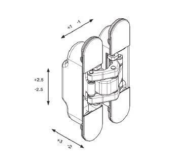 Diagram of Invisible Hinge For A Clean Seamless Look On Doors With Square Set Interiors In Satin Nickel RY60 RocYork