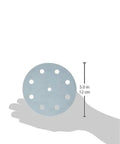 P220 Grit Granat Sandpaper Pack Of 100 With StickFix And Jetstream Dust Removal, 5-inch disc on a hand with size indication