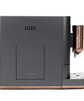 Side view of Top Shelf Wifi Automatic Espresso Machine With Built In Milk Frother And Adjustable Bean Grinder, Matte Black.