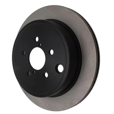 Front view of Centric Premium rear brake rotor with black hub and five-lug mounting holes