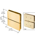 Gold Plated Glass To Glass Mount Hinge With Top And Bottom Mount Design For Half Inch Tempered Glass, front and rear view