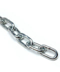 3/16-IN X 10-FT Heavy Duty Proof Coil Chain, Bright Zinc-Plated Metal Chain, 800lbs Safe Load Capacity, close view of steel links