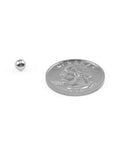 Three Sixteenth Inch 440 Stainless Steel Bearing Ball G25 Precision Grade AISI 440 next to coin for size comparison
