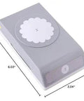 Side view of 2 Inch Scallop Circle Paper Punch For Scrapbooks And Card Making, Metal Craft Punch With Stackable Design That Locks Shut, Gray Finish