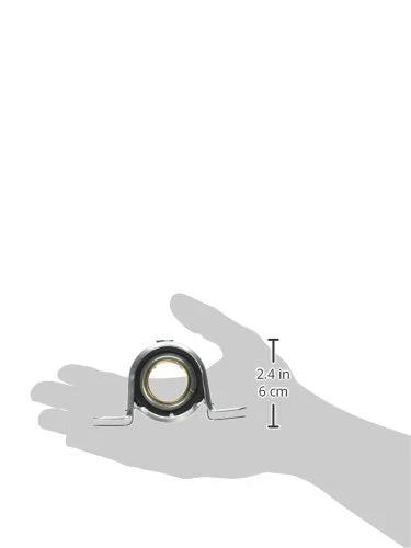 1-inch pillow block bearing, silver metal housing, held in a hand (close-up)