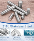 Durable 316L Stainless Steel Dowel Pins Set, 4 Pcs, 16mm Diameter By 30mm Length, Cylindrical Shelf Support Pins For Furniture And Cabinets
