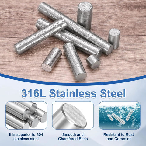 Durable 316L Stainless Steel Dowel Pins Set, 4 Pcs, 16mm Diameter By 30mm Length, Cylindrical Shelf Support Pins For Furniture And Cabinets
