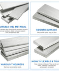 316L Stainless Steel Flat Bar 3mm By 25mm By 100mm Brushed Finish Set Of 2 For Heavy Duty Precision Machinery Kitchen Cabinetry Hardware Plumbing Chemical Industry And Industrial Building Projects shown in various thicknesses and finishes.