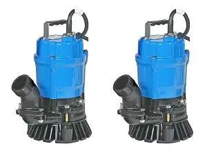 Rock Solid Beefy Submersible Trash Pump With Agitator And Semi Vortex Design For Gnarly Solids 2 Inch Discharge Half Hp Electric Motor 115 Volt Plug And Play Die Cast Aluminum Build Two Pack.