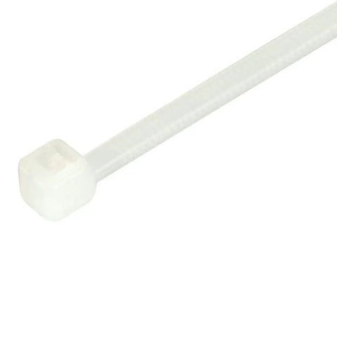 Close-up of 14 Inch White And Clear Zip Ties Pack 100 Count 50Lb Strength UV Resistant Nylon Cable Ties Self Locking Tie Wraps