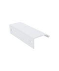 Side view of white arc surface drawer pull, part of a Six Pack White Arc Surface Drawer Pulls For Furniture Cabinets Edge Mount Hidden Cabinet Handles