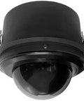 Robust Network PTZ Dome IP Security Camera With In Ceiling Mount Environmental Armor, black dome design, used for surveillance.