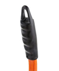 Close-up of the grip handle of the Heavy Duty Spoked Measuring Wheel With Spot On for precision tracking.