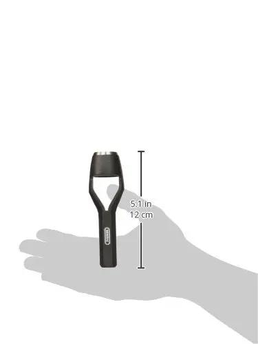 Arch Punch 1 Inch Heavy Duty Hole Punch Tool for scale next to human hand showing size at 5.1 inches, used for leather and softer metals.