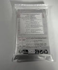 Sealed clear packaging containing a product with printed labels and instructions on package back.