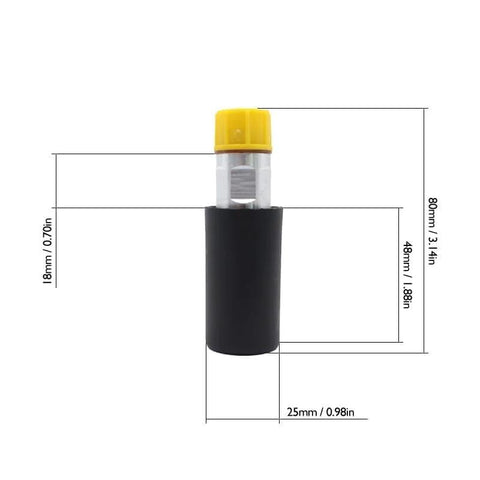 Heavy Duty Hand Primer Pump Kit For Diesel Engines With dimensions shown, featuring a cylindrical design with a yellow cap.