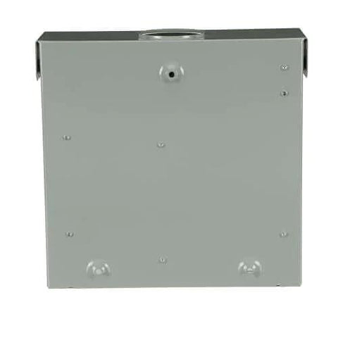 Back view of 125A Convertible Main Lug Outdoor Load Center TLM612RCUP, Rainproof NEMA 3R Enclosure, 6-Space/12-Circuit Panel