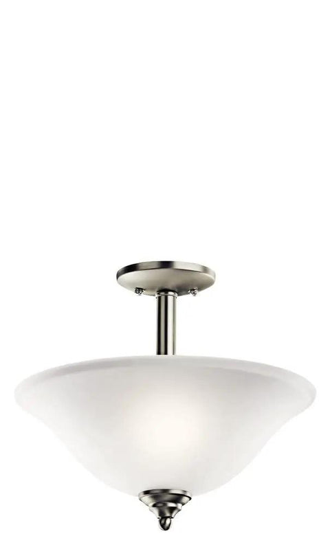 Wynberg 15 Inch 2 Light Convertible Inverted Pendant And Semi Flush Fixture With Satin Etched Glass In Brushed Nickel For Kitchen Island Hallway Bedroom Or Closet Epic Ambience