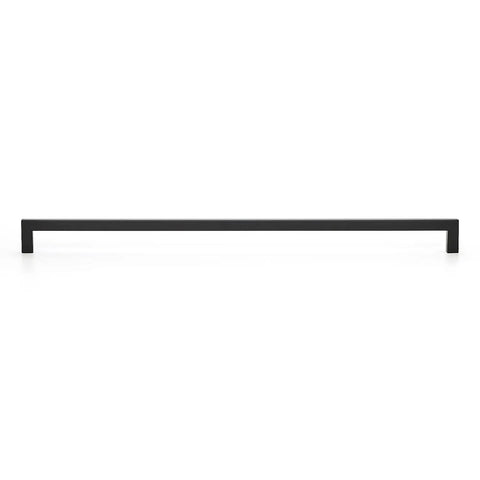 Close-up of a single 10 Pack 18 Inch Square Cabinet Handle Matte Black Drawer Pull for kitchen cabinets and furniture.