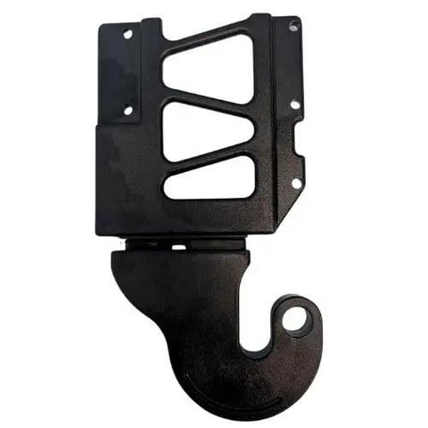 Premium Aluminum Truck Hinge And Pivot Assembly Pair For Peterbilt 379 378 Trucks showing a durable black aluminum hinge with curved shape.