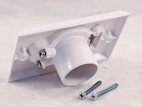 Central vacuum inlet valve on white wall plate with round inlet; includes two screws.