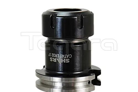 CAT40 ER32 3.0 Inch Collet Chuck Kit, 4 piece tool holder set with 5/8x11 UNC drawbar, collet nut diameter 1.97 inches, detail view.