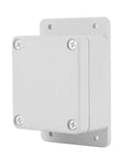Weatherproof Electrical Junction Box 89x59x35mm IP65 Fire Retardant Enclosure side view, mounted, white ABS material