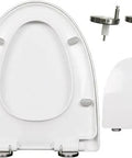 Solid Build Soft Close Elongated White Toilet Seat With Quick Release Hinges For No Sweat Installation Scratch Resistant Cover
