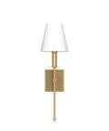 Boho Industrial Wall Sconce Set Of 2 With Brass Antique Finish And Champagne Fabric Shade Vintage Hardwired Lighting