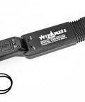 Side view of Lumber Wizard 5 metal detector for woodworking, black handheld device with wrist strap.