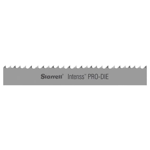 Intenss PRO-DIE Built Tough Bi-Metal Band Saw Blade With M-42 Cobalt HSS Teeth For Tool Die Mold Steels Stainless Nickel-Based Alloys Contour Cutting On Vertical Machines Nine Foot Six Inches Long Three Eighths Inch Wide Ten To Fourteen TPI