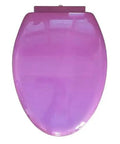 Heckuva Durable Quick Release Toilet Seat With Thick Buffer Pads For V And U Shapes Family Ready Top Mount Cover Extra Tough Plastic Lid In Bright Poppy Colors No Sweat Setup Smooth Ride in bright pink color.