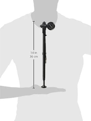 RockShox high-pressure fork/shock pump with gauge, front view, black, 14 in long