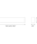 Diagram of Slim 16 Inch LED Bathroom Vanity And Wall Light In Chrome 2700K Warm White Svelte Low Profile Fixture dimensions.