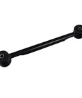 Pair Rear Trailing Upper Control Arms With Bushings For 2002 2009 Envoy Trailblazer SUVs And Saab 9 7X Ascender Direct Replacement Kit Without Air Suspension, view of single control arm with attached bushings, black metal