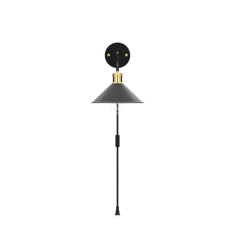 Plug In Wall Sconces Set Of Two Black Modern Wall Lights With Cord E26 Base Compatible Up To 60W Bulbs Not Included front view