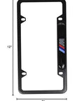 BMW M Logo Black Stainless Steel License Frame Dope 3D Dome Finish With 6 Inch Logo Rust Resistant And Tag Friendly 12x6 In