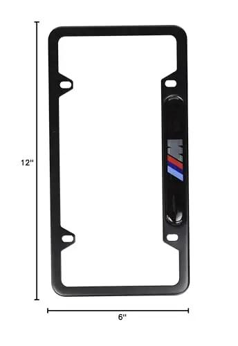 BMW M Logo Black Stainless Steel License Frame Dope 3D Dome Finish With 6 Inch Logo Rust Resistant And Tag Friendly 12x6 In