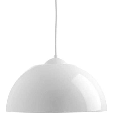 1 Light Dome Pendant Light With Painted Silver Metal Shade, Modern Indoor LED Ceiling Fixture In White, 3000K Warm White Glow, P5341-3030K9