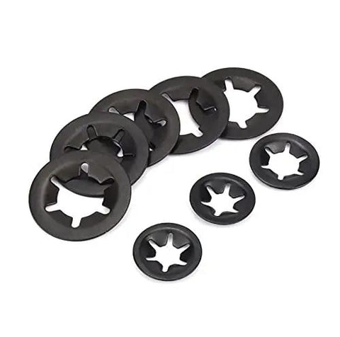 235 Piece Black Starlock Internal Tooth Lock Washers Set In 8 Sizes M2 M3 M4 M5 M6 M8 M10 M12, 65Mn Steel in storage box