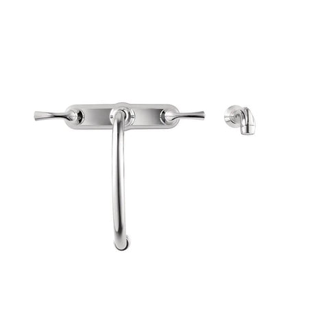 Two-Handle Chrome Kitchen Faucet With Side Spray Hose, Easy-Turn Levers For Precise Water Control, Sprayer Included, front view