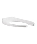 Elongated Plastic Toilet Seat With Stainless Steel Hinge For Commercial Use, Open Front, Seat Only, Easy Installation, side view