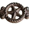 Set Of 10 Cast Iron Drawer Pulls In Dark Rustic Brown Finish With Black Three Quarter Inch Mounting Screws Included, star shaped handle