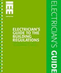 Front view of a green spiral-bound book titled Electrician's Guide to the Building Regulations with a teal spine.