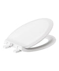 Soft Close Elongated Toilet Seat In White Quiet No Slam Lid With Durable Polypropylene Construction Bottom Mount Hardware Included